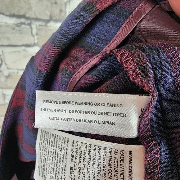 Calvin Klein Plaid Shorts Mid Rise Burgundy Navy Size 6 Clueless - Picture 16 of 16